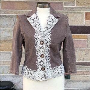 Newport‎ News Jeanology Lace Trimmed Denim Jacket
